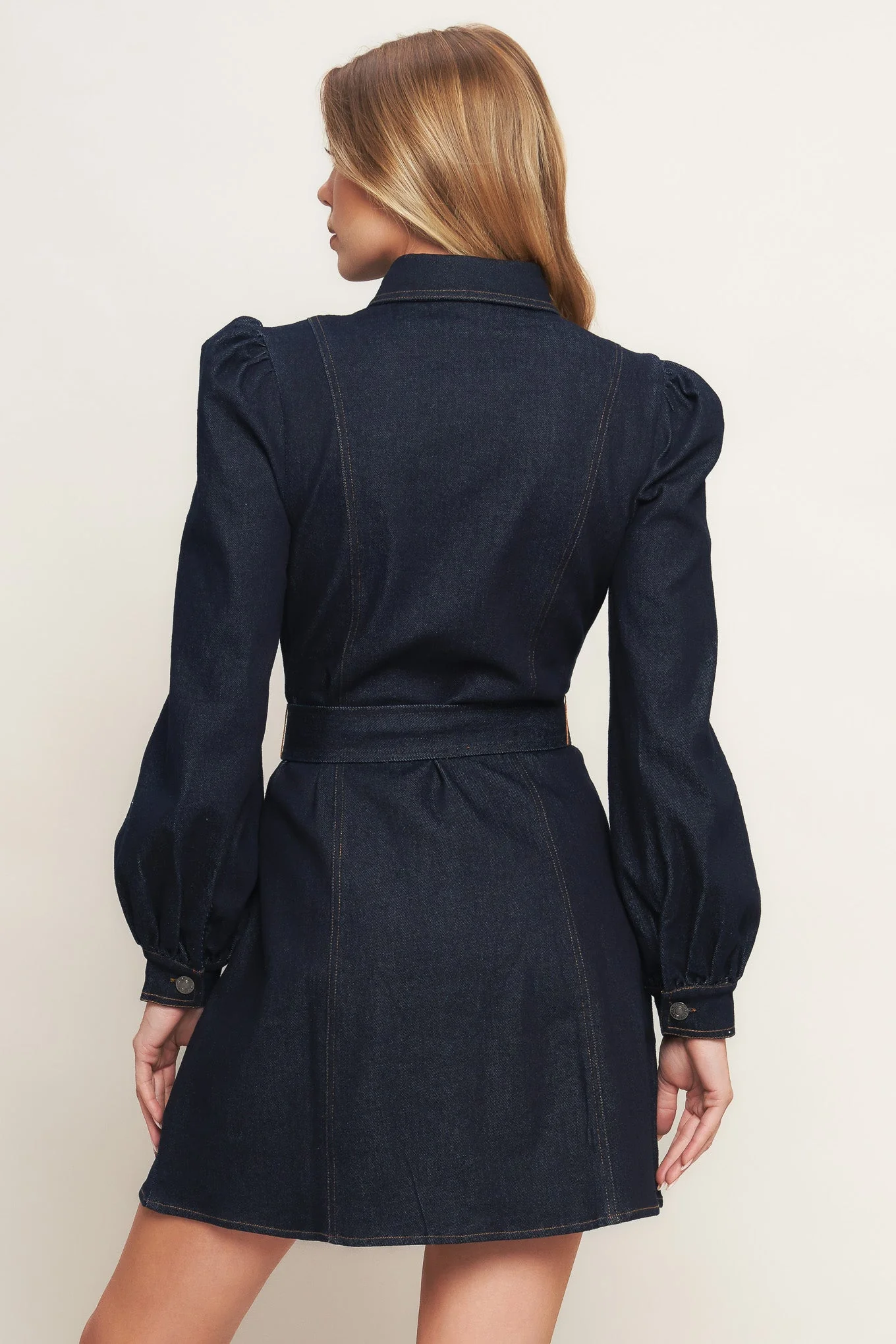 AUTUMN DAYS DARK INDIGO DENIM MINI DRESS - Image 2