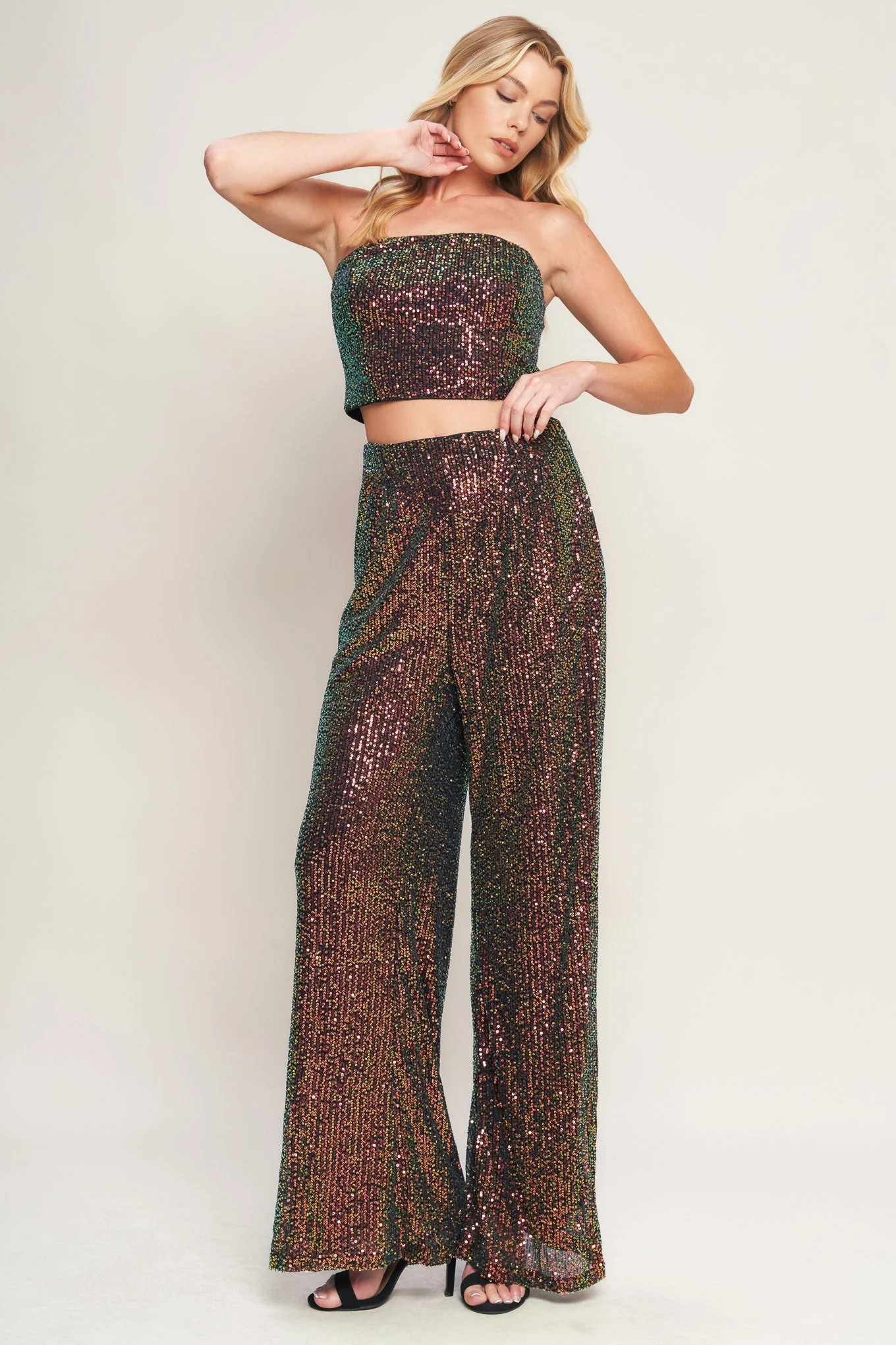 CHARMING COMPOSURE SEQUIN CROP TOP & PANT SET - Image 4