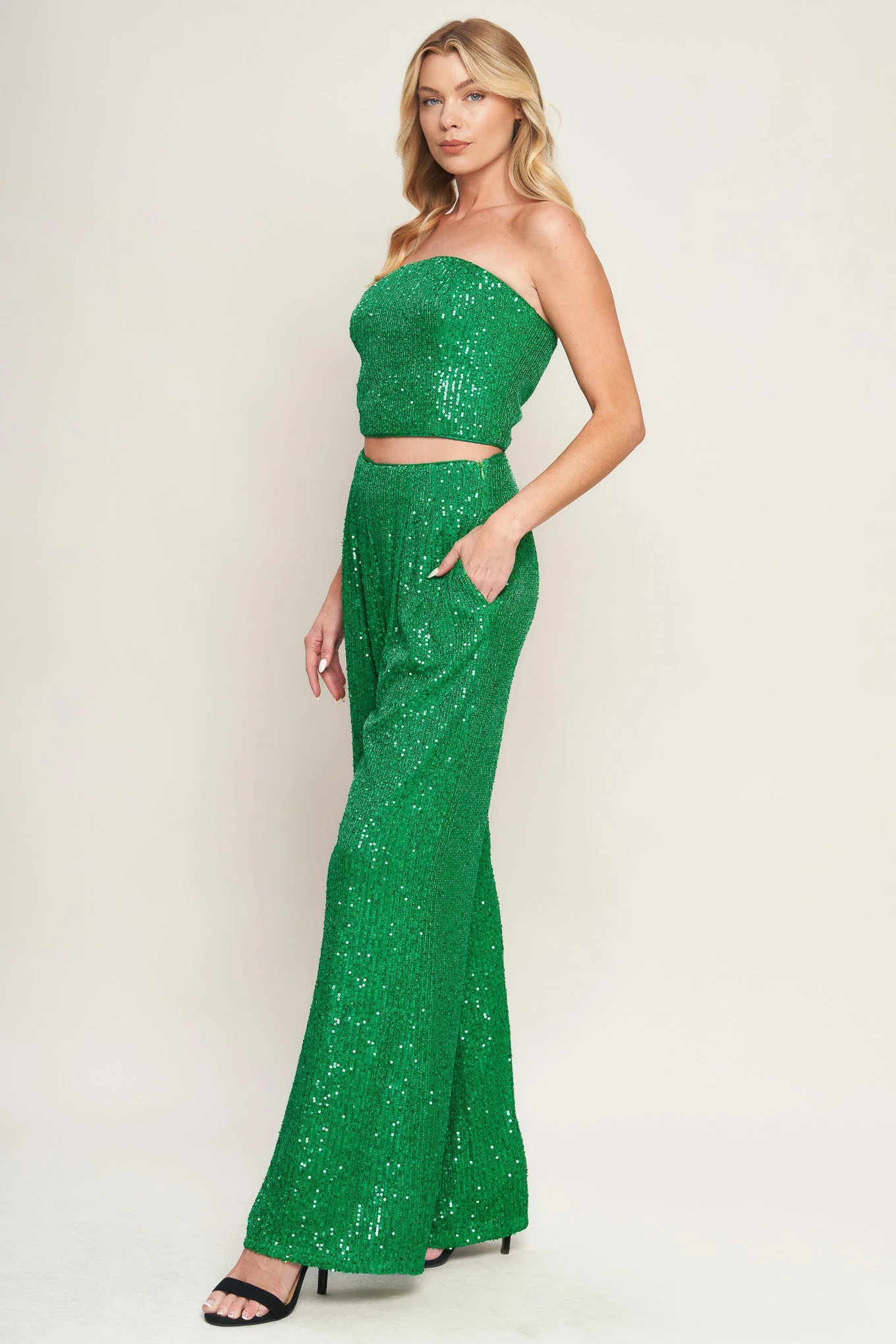 CHARMING COMPOSURE SEQUIN CROP TOP & PANT SET - Image 9