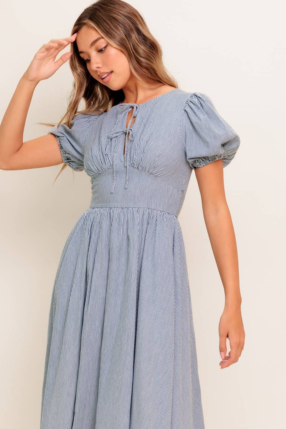 CHERIE MIDI DRESS - BLUE - Image 7