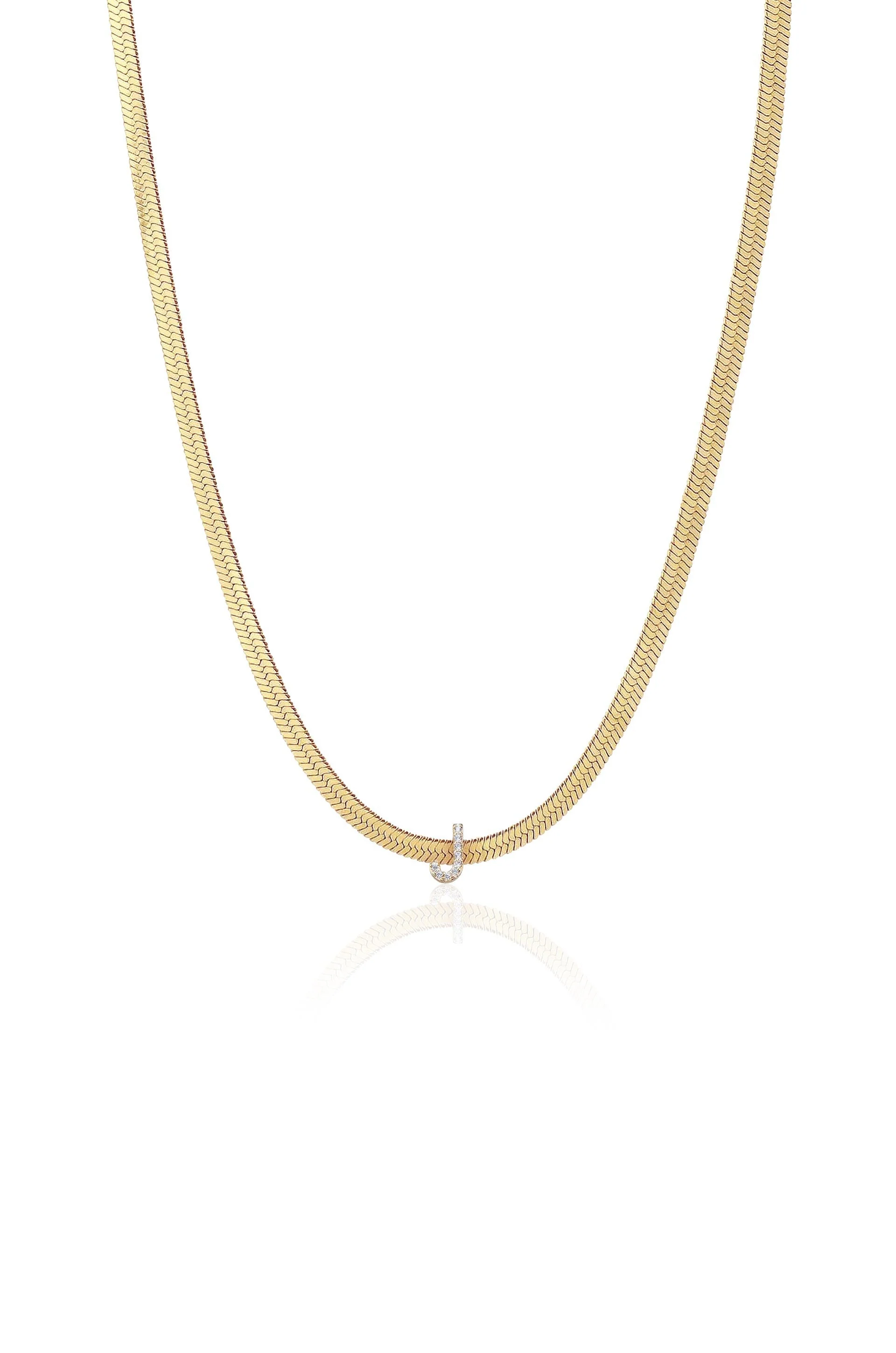 Initial Herringbone Necklace - Image 15