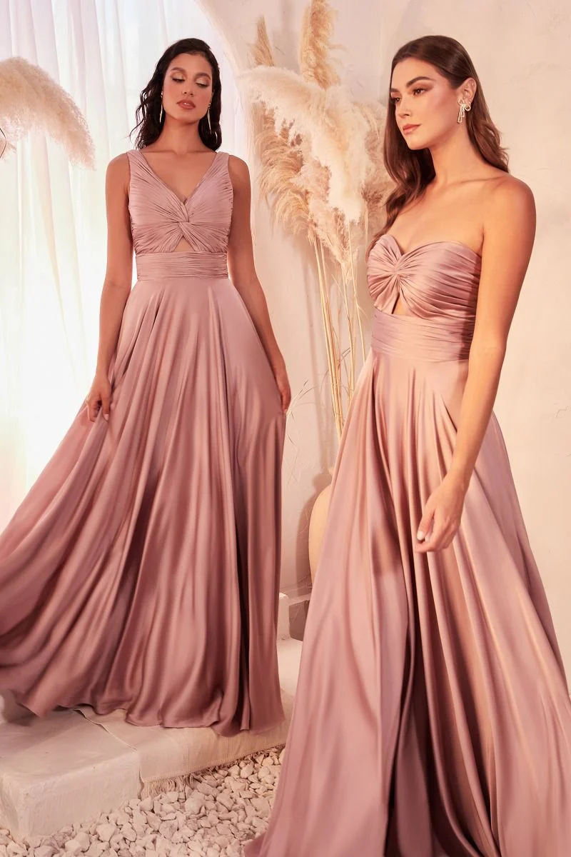 Madigan Gown - STRAPLESS A-LINE SOFT SATIN KEYHOLE DRESS - Image 4