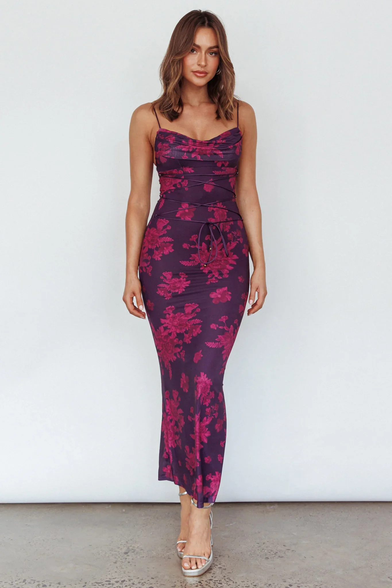 Moana Floral Maxi Dress - Grape