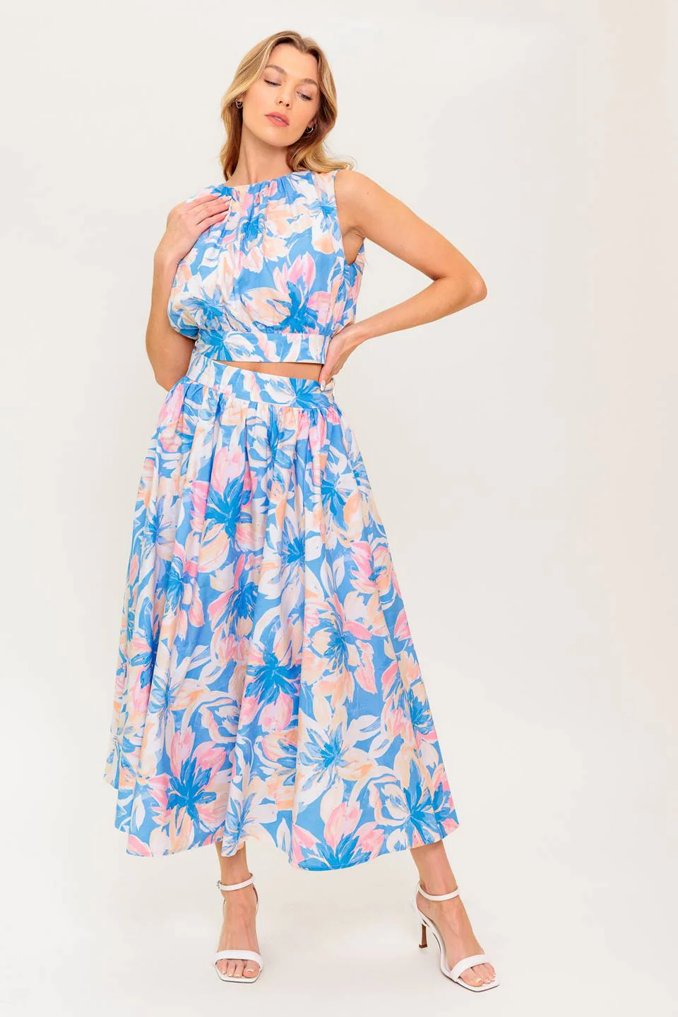 SUMMER HARMONY TIE TOP & SKIRT SET - POWDER BLUE - Image 3